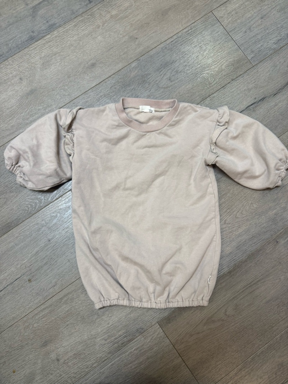 Girls Puff Sleeve Sweatshirt in Light Mauve